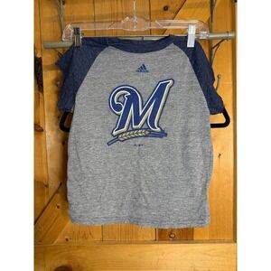 Adidas MLB Milwaukee Brewers Baseball Raglan T Shirt Short‎ Sleeve Youth Large